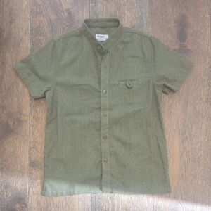 Kids Olive Green Button Down Shirt